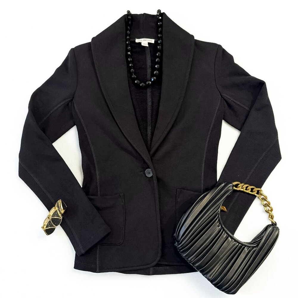 James Perse Shawl Collar Blazer Cotton Black Women's Size M - Picture 7 of 11